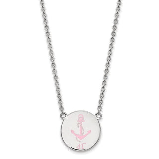 Sterling Silver Rhodium-plated LogoArt Delta Gamma Sorority Symbol Large Color Enamel Pendant 18 inch Necklace SS045DG-18