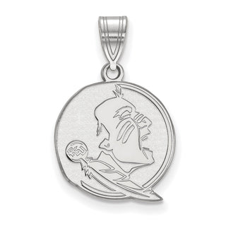 Sterling Silver Rhodium-plated LogoArt Florida State University Seminole Medium Pendant