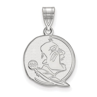 Sterling Silver Rhodium-plated LogoArt Florida State University Seminole Medium Pendant
