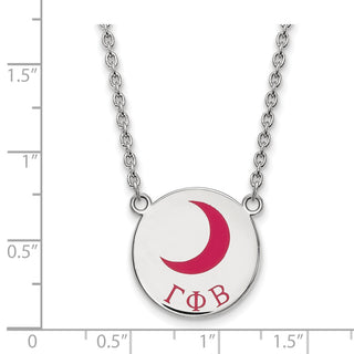 Sterling Silver Rhodium-plated LogoArt Gamma Phi Beta Sorority Symbol Large Color Enamel Pendant 18 inch Necklace SS045GPB-18
