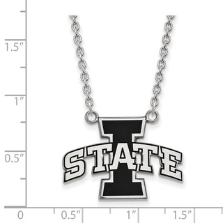 Sterling Silver Rhodium-plated LogoArt Iowa State University Large Enameled Pendant 18 inch Necklace