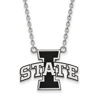 Sterling Silver Rhodium-plated LogoArt Iowa State University Large Enameled Pendant 18 inch Necklace