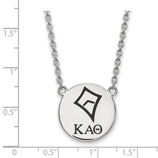 Sterling Silver Rhodium-plated LogoArt Kappa Alpha Theta Sorority Symbol Large Color Enamel Pendant 18 inch Necklace SS045KAT-18