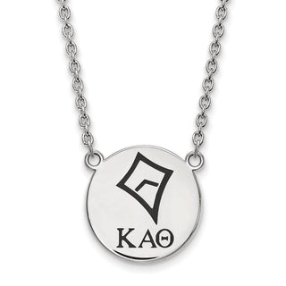 Sterling Silver Rhodium-plated LogoArt Kappa Alpha Theta Sorority Symbol Large Color Enamel Pendant 18 inch Necklace SS045KAT-18