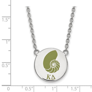 Sterling Silver Rhodium-plated LogoArt Kappa Delta Sorority Symbol Large Color Enamel Pendant 18 inch Necklace SS045KD-18