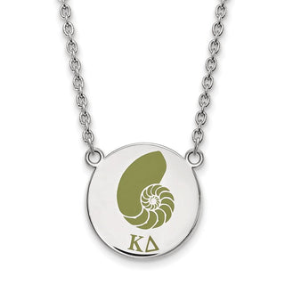Sterling Silver Rhodium-plated LogoArt Kappa Delta Sorority Symbol Large Color Enamel Pendant 18 inch Necklace SS045KD-18