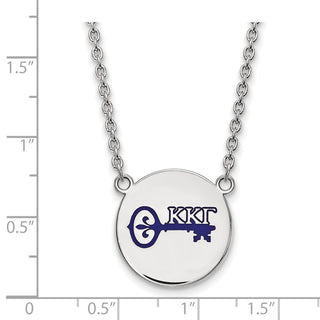 Sterling Silver Rhodium-plated LogoArt Kappa Kappa Gamma Sorority Symbol Large Color Enamel Pendant 18 inch Necklace SS045KKG-18