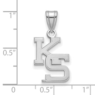Sterling Silver Rhodium-plated LogoArt Kansas State University K-S Medium Pendant SS045KSU