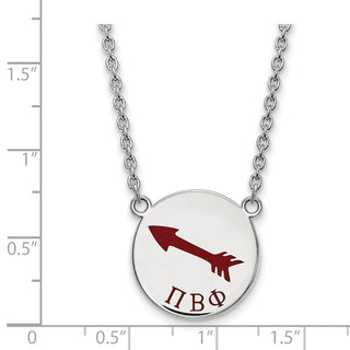 Sterling Silver Rhodium-plated LogoArt Pi Beta Phi Sorority Symbol Large Color Enamel Pendant 18 inch Necklace SS045PBP-18