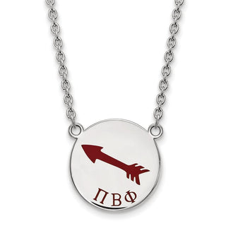 Sterling Silver Rhodium-plated LogoArt Pi Beta Phi Sorority Symbol Large Color Enamel Pendant 18 inch Necklace SS045PBP-18