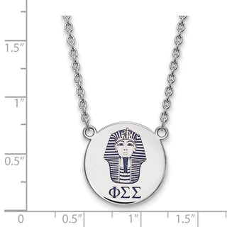 Sterling Silver Rhodium-plated LogoArt Phi Sigma Sigma Sorority Symbol Large Color Enamel Pendant 18 inch Necklace SS045PSS-18
