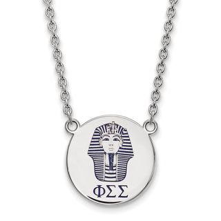 Sterling Silver Rhodium-plated LogoArt Phi Sigma Sigma Sorority Symbol Large Color Enamel Pendant 18 inch Necklace SS045PSS-18