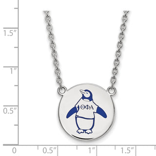 Sterling Silver Rhodium-plated LogoArt Theta Phi Alpha Sorority Symbol Large Color Enamel Pendant 18 inch Necklace SS045TPA-18