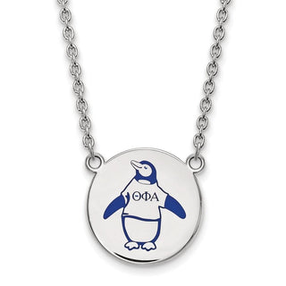 Sterling Silver Rhodium-plated LogoArt Theta Phi Alpha Sorority Symbol Large Color Enamel Pendant 18 inch Necklace SS045TPA-18