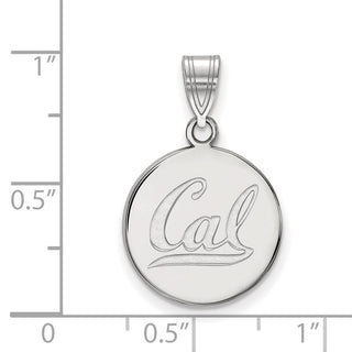 Sterling Silver Rhodium-plated LogoArt University of California Berkeley Medium Disc Pendant