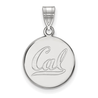 Sterling Silver Rhodium-plated LogoArt University of California Berkeley Medium Disc Pendant