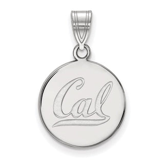 Sterling Silver Rhodium-plated LogoArt University of California Berkeley Medium Disc Pendant