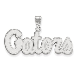 14k White Gold LogoArt University of Florida Gators Script Medium Pendant
