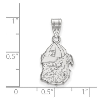 14k White Gold LogoArt University of Georgia Bulldog Medium Pendant