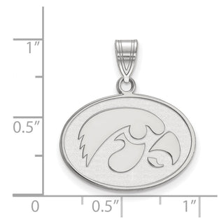 Sterling Silver Rhodium-plated LogoArt University of Iowa Hawk Medium Oval Pendant