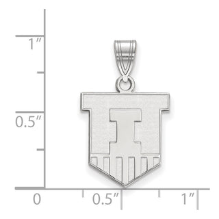 Sterling Silver Rhodium-plated LogoArt University of Illinois Victory Badge Medium Pendant