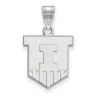 Sterling Silver Rhodium-plated LogoArt University of Illinois Victory Badge Medium Pendant