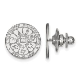 Sterling Silver Rhodium-plated LogoArt University of Nebraska Crest Lapel Pin