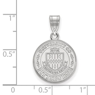 Sterling Silver Rhodium-plated LogoArt University of Pittsburgh Medium Crest Pendant
