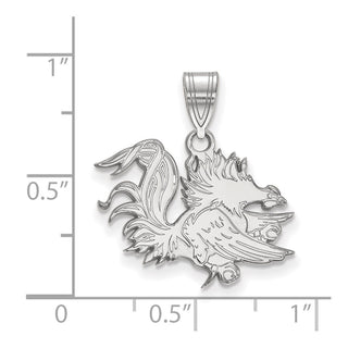 10k White Gold LogoArt University of South Carolina Gamecock Medium Pendant