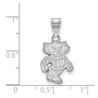 10k White Gold LogoArt University of Wisconsin Badger Medium Pendant