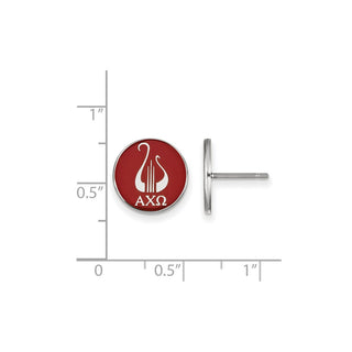 Sterling Silver Rhodium-plated LogoArt Alpha Chi Omega Sorority Symbol Color Enamel Post Earrings SS046ACO
