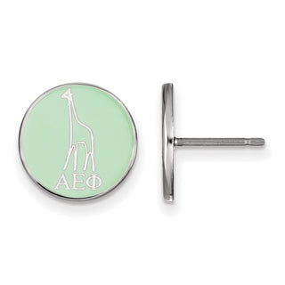 Sterling Silver Rhodium-plated LogoArt Alpha Epsilon Phi Sorority Symbol Color Enamel Post Earrings SS046AEP