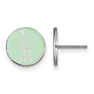 Sterling Silver Rhodium-plated LogoArt Alpha Epsilon Phi Sorority Symbol Color Enamel Post Earrings SS046AEP