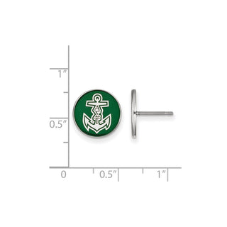 Sterling Silver Rhodium-plated LogoArt Alpha Sigma Tau Sorority Symbol Color Enamel Post Earrings SS046ALS
