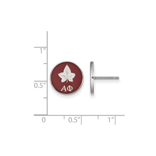 Sterling Silver Rhodium-plated LogoArt Alpha Phi Sorority Symbol Color Enamel Post Earrings SS046APH