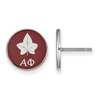 Sterling Silver Rhodium-plated LogoArt Alpha Phi Sorority Symbol Color Enamel Post Earrings SS046APH