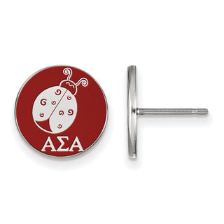 Sterling Silver Rhodium-plated LogoArt Alpha Sigma Alpha Sorority Symbol Color Enamel Post Earrings SS046ASI