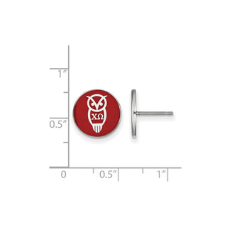 Sterling Silver Rhodium-plated LogoArt Chi Omega Sorority Symbol Color Enamel Post Earrings SS046CHO