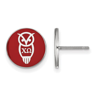 Sterling Silver Rhodium-plated LogoArt Chi Omega Sorority Symbol Color Enamel Post Earrings SS046CHO