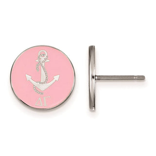 Sterling Silver Rhodium-plated LogoArt Delta Gamma Sorority Symbol Color Enamel Post Earrings SS046DG