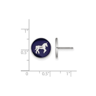 Sterling Silver Rhodium-plated LogoArt Delta Phi Epsilon Sorority Symbol Color Enamel Post Earrings SS046DPH