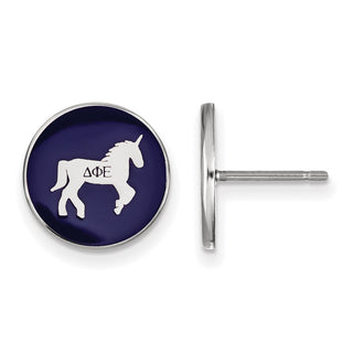 Sterling Silver Rhodium-plated LogoArt Delta Phi Epsilon Sorority Symbol Color Enamel Post Earrings SS046DPH