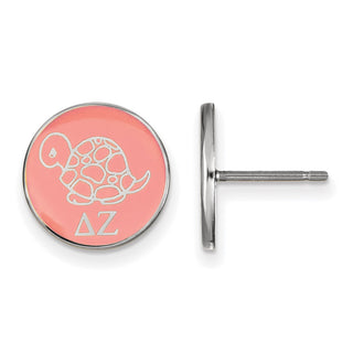 Sterling Silver Rhodium-plated LogoArt Delta Zeta Sorority Symbol Color Enamel Post Earrings SS046DZ