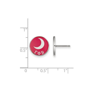 Sterling Silver Rhodium-plated LogoArt Gamma Phi Beta Sorority Symbol Color Enamel Post Earrings SS046GPB