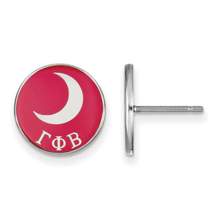 Sterling Silver Rhodium-plated LogoArt Gamma Phi Beta Sorority Symbol Color Enamel Post Earrings SS046GPB