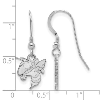 Sterling Silver Rhodium-plated LogoArt Georgia Institute of Technology Yellow Jacket Small Dangle Wire Earrings
