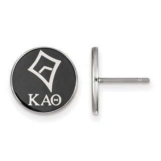 Sterling Silver Rhodium-plated LogoArt Kappa Alpha Theta Sorority Symbol Color Enamel Post Earrings SS046KAT