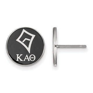 Sterling Silver Rhodium-plated LogoArt Kappa Alpha Theta Sorority Symbol Color Enamel Post Earrings SS046KAT