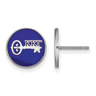 Sterling Silver Rhodium-plated LogoArt Kappa Kappa Gamma Sorority Symbol Color Enamel Post Earrings SS046KKG
