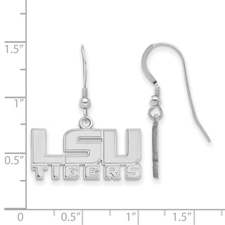 Sterling Silver Rhodium-plated LogoArt Louisiana State University L-S-U Tigers Small Dangle Wire Earrings